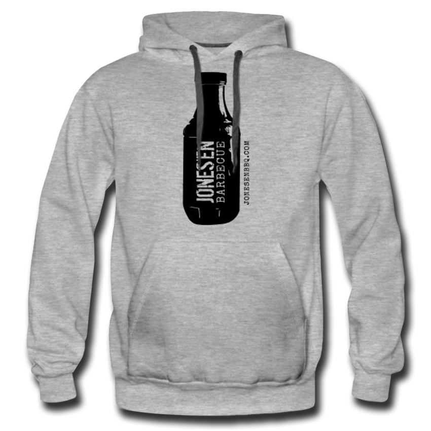 Gray jones'en hoodie with bottle on front